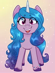 Size: 3000x4000 | Tagged: safe, artist:annakitsun3, derpibooru import, izzy moonbow, pony, unicorn, bracelet, cute, female, g5, gradient background, image, izzybetes, jewelry, jpeg, looking at you, mare, open mouth