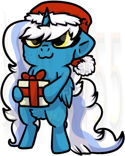 Size: 400x500 | Tagged: safe, artist:leyley55, derpibooru import, oc, oc:fleurbelle, alicorn, pony, alicorn oc, christmas, cute, female, hat, holiday, horn, image, mare, png, present, santa hat, simple background, transparent background, wings, yellow eyes