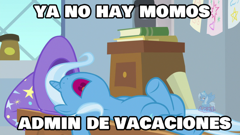 Size: 1280x720 | Tagged: safe, derpibooru import, edit, edited screencap, screencap, trixie, pony, unicorn, a horse shoe-in, clothes, hat, image, meme, nose in the air, open mouth, png, sleeping, spanish, text, trixie's hat