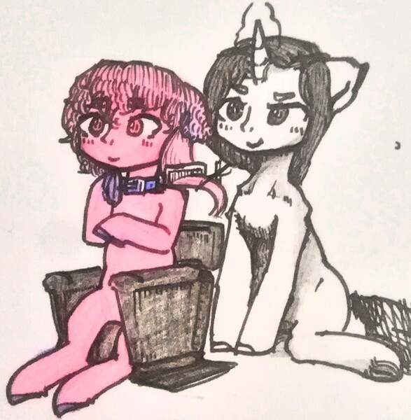 Size: 2777x2837 | Tagged: safe, artist:hoof cushion, derpibooru import, oc, oc:hoof cushion, earth pony, pony, cutie mark, eyebrows, frog (hoof), haircut, hooves, image, jewelry, jpeg, necklace, photo, pink body, pink mane, pink tail, red eyes, submissive, underhoof