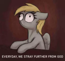 Size: 1168x1092 | Tagged: safe, artist:t72b, derpibooru import, derpy hooves, ponified, pegasus, pony, every day we stray further from god's light, female, image, jpeg, mare, meme, needs more jpeg, ponified meme, solo