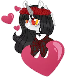 Size: 2490x2959 | Tagged: safe, artist:kurosawakuro, derpibooru import, oc, pony, unicorn, antlers, female, heart, image, mare, png, simple background, solo, transparent background