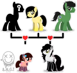 Size: 1058x1000 | Tagged: safe, artist:amgiwolf, derpibooru import, oc, oc:amgi, oc:florida, unofficial characters only, earth pony, pony, earth pony oc, eyelashes, family tree, female, filly, heart, heartbreak, hoof fluff, image, male, mare, png, silhouette, simple background, smiling, socks (coat marking), stallion, transparent background