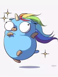Size: 750x1000 | Tagged: safe, artist:clgtart, derpibooru import, unicorn, barely pony related, gopher, image, jpeg, no more ponies at source, not rainbow dash, solo
