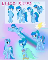 Size: 925x1143 | Tagged: safe, artist:lillycloudart, derpibooru import, oc, oc:lily cloud, unofficial characters only, pegasus, pony, clothes, dress, eyelashes, female, flying, hoof shoes, image, jpeg, mare, pegasus oc, raised hoof, reference sheet, wings