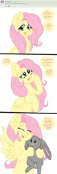 Size: 1288x3860 | Tagged: safe, artist:nightydream, derpibooru import, fluttershy, pony, rabbit, series:ask fluttershy, animal, cute, image, png, shyabetes, solo