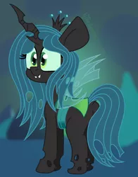 Size: 1400x1787 | Tagged: safe, artist:puperhamster, derpibooru import, queen chrysalis, changeling, changeling queen, butt, cave, cute, cutealis, dock, female, horn, image, png, solo, wings