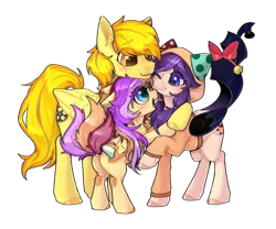Size: 3000x2500 | Tagged: safe, artist:peace anya, derpibooru import, oc, oc:firefly, oc:lithewind plum, oc:uplifting tamira, unofficial characters only, pegasus, pony, derpibooru community collaboration, 2021 community collab, butt, clothes, cute, family, female, filly, freckles, hoodie, image, male, mare, ocbetes, plot, png, ribbon, simple background, stallion, transparent background, trio