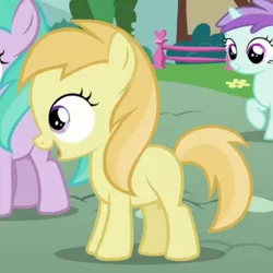 Size: 768x768 | Tagged: safe, derpibooru import, screencap, aura (character), liza doolots, noi, petunia, tootsie flute, earth pony, pony, secrets and pies, chatting, cute, female, filly, image, noiabetes, offscreen character, png, raised hoof, solo focus, talking