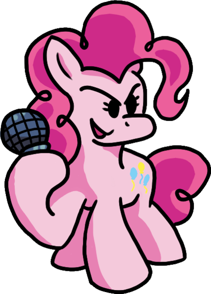 Size: 432x603 | Tagged: safe, artist:crusader productions, derpibooru import, pinkie pie, earth pony, cutie mark, friday night funkin', image, microphone, png, rap battle, simple shading, video game