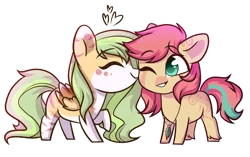 Size: 1619x1018 | Tagged: safe, artist:cloud-fly, derpibooru import, oc, unofficial characters only, earth pony, pegasus, pony, chibi, cute, female, image, kissing, mare, png, simple background, transparent background