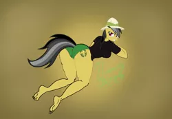 Size: 1280x886 | Tagged: suggestive, artist:flammingbrony40, derpibooru import, daring do, anthro, pegasus, plantigrade anthro, 1000 hours in ms paint, breasts, busty daring do, butt, clothes, cute, daring donk, image, jpeg, looking at you, looking back, looking back at you, safari hat, sexy, underwear, wingless, wingless anthro