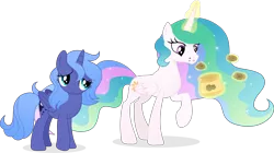 Size: 5669x3165 | Tagged: safe, artist:pumpkinpieforlife, derpibooru import, princess celestia, princess luna, alicorn, pony, absurd resolution, cookie, duo, female, food, image, magic, missing accessory, png, royal sisters, s1 luna, siblings, simple background, sisters, transparent background, vector