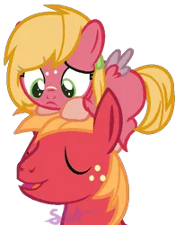 Size: 440x561 | Tagged: safe, artist:cloefo05, derpibooru import, big macintosh, oc, earth pony, pegasus, pony, base used, duo, father and child, father and daughter, female, image, male, offspring, parent:big macintosh, parent:derpy hooves, parents:derpymac, png, pony hat, simple background, white background