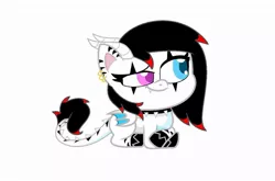 Size: 1080x714 | Tagged: safe, alternate version, artist:rxndxm.artist, derpibooru import, oc, unofficial characters only, dracony, dragon, hybrid, pony, my little pony: pony life, background removed, base used, bat wings, choker, ear piercing, earring, heterochromia, horns, image, jewelry, jpeg, piercing, simple background, smiling, solo, spiked choker, tattoo, white background, wings