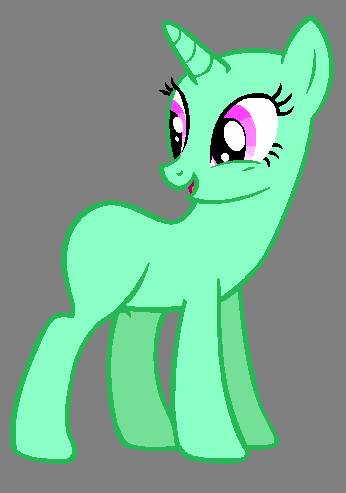 Size: 346x493 | Tagged: safe, artist:bronybase, derpibooru import, oc, unofficial characters only, pony, unicorn, bald, base, eyelashes, female, gray background, horn, image, looking back, mare, open mouth, png, simple background, smiling, solo, unicorn oc