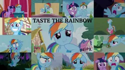 Size: 1980x1113 | Tagged: safe, derpibooru import, edit, edited screencap, editor:quoterific, screencap, pinkie pie, rainbow dash, tank, twilight sparkle, twilight sparkle (alicorn), alicorn, unicorn, a bird in the hoof, applebuck season, daring don't, friendship is magic, griffon the brush off, just for sidekicks, newbie dash, read it and weep, tanks for the memories, the super speedy cider squeezy 6000, the washouts (episode), top bolt, do i look angry, faic, floppy ears, image, lip bite, png, rainbow dash is best facemaker, smug, smugdash, so awesome, taste the rainbow, unicorn twilight