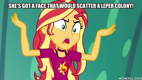 Size: 600x337 | Tagged: safe, derpibooru import, edit, edited screencap, screencap, sunset shimmer, equestria girls, spring breakdown, caption, duckman, female, image, image macro, jpeg, memeful.com, solo, text