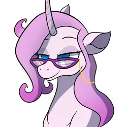 Size: 960x960 | Tagged: safe, artist:hitsuji, derpibooru import, oleander (tfh), unicorn, them's fightin' herds, alternate color palette, community related, eyewear, glasses, image, png, simple background, smug, solo, transparent background