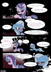 Size: 3035x4299 | Tagged: safe, artist:lexiedraw, derpibooru import, starlight glimmer, trixie, pony, unicorn, blushing, comic, crying, dialogue, drunk, drunker glimmer, female, high res, image, lesbian, open mouth, png, shipping, speech bubble, startrix