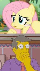 Size: 557x979 | Tagged: safe, derpibooru import, edit, edited screencap, editor:haileykitty69, screencap, fluttershy, human, pegasus, i'm so sorry, crossover, crossover shipping, fluttermour, image, joke, png, pregnancy test, pregnancy test meme, seymour skinner, shipping, the simpsons