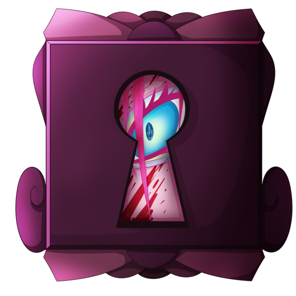 Size: 2893x2893 | Tagged: semi-grimdark, artist:mywasasi, derpibooru import, pinkamena diane pie, pinkie pie, equestria girls, blood, eye, eyes, image, keyhole, lock, looking at you, png, simple background, solo, transparent background