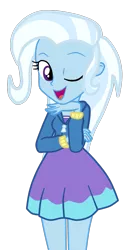 Size: 866x1696 | Tagged: safe, artist:gmaplay, derpibooru import, trixie, equestria girls, equestria girls series, forgotten friendship, background removed, cute, diatrixes, image, looking at you, one eye closed, png, simple background, solo, transparent background, vector, wink, winking at you