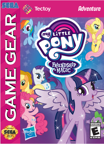 Size: 719x997 | Tagged: safe, derpibooru import, edit, applejack, fluttershy, pinkie pie, rainbow dash, rarity, spike, twilight sparkle, alicorn, cover, esrb, game cover, happy birthday mlp:fim, image, mane seven, mane six, mlp fim's tenth anniversary, png, sega, sega game gear, tectoy, twilight sparkle (alicorn)