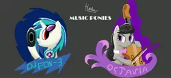 Size: 3500x1600 | Tagged: safe, artist:haekal20, derpibooru import, octavia melody, vinyl scratch, earth pony, pony, unicorn, image, jpeg, music