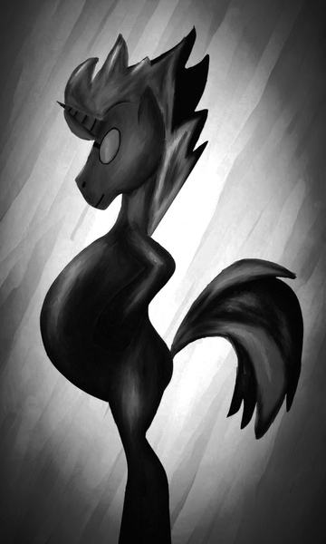 Size: 648x1080 | Tagged: safe, alternate version, artist:ad.revenge, artist:cutesti, derpibooru import, oc, oc:bookjangels, pony, unicorn, belly, big belly, bipedal, grayscale, image, inflation, jpeg, monochrome, solo, sunglasses