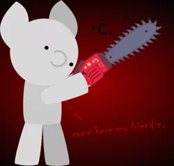 Size: 6265x5993 | Tagged: safe, artist:isaac_pony, derpibooru import, earth pony, ·c., evil, image, kibiy pony, meme, png, psycho, rainbow, red background, saw, simple background, solo, stars, text, vector