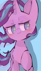 Size: 1080x1880 | Tagged: safe, artist:pnpn_721, derpibooru import, starlight glimmer, pony, unicorn, image, jpeg, smiling, solo, wind, windswept mane