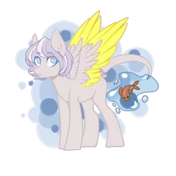 Size: 2009x2009 | Tagged: safe, artist:helemaranth, derpibooru import, oc, unofficial characters only, fish, pegasus, pony, image, levitation, magic, pegasus oc, png, simple background, solo, telekinesis, transparent background, two toned wings, wings