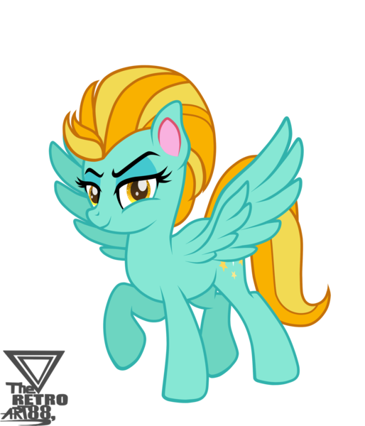 Size: 2700x3150 | Tagged: safe, artist:theretroart88, derpibooru import, lightning dust, pegasus, pony, female, high res, image, lidded eyes, looking at you, mare, png, raised hoof, simple background, solo, transparent background, vector, watermark