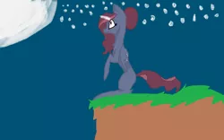 Size: 864x540 | Tagged: safe, artist:pawstheartest, derpibooru import, oc, unofficial characters only, alicorn, bat pony, bat pony alicorn, pony, bat pony oc, bat wings, cliff, full moon, glowing horn, horn, image, moon, night, outdoors, png, rearing, solo, stars, wings
