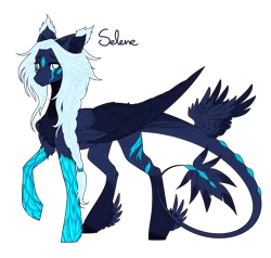 Size: 1572x1494 | Tagged: safe, artist:minelvi, derpibooru import, oc, oc:selene, unofficial characters only, hybrid, pony, butt wings, feathered fetlocks, image, leonine tail, png, raised hoof, solo, wings