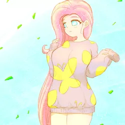 Size: 2508x2508 | Tagged: safe, artist:sigpi, derpibooru import, fluttershy, human, clothes, humanized, image, png, sweater, sweatershy