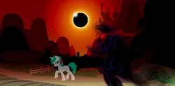 Size: 1280x634 | Tagged: safe, artist:swiftgaiathebrony, derpibooru import, grogar, gusty, gusty the great, ghost, ghost pony, pony, undead, fighting is magic, darkness, eclipse, fight, future, image, jpeg, light, solar eclipse, spirit