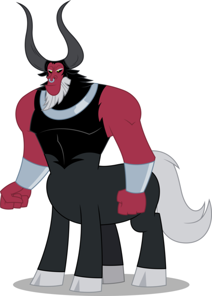 Size: 5719x8000 | Tagged: safe, artist:chrzanek97, derpibooru import, lord tirek, centaur, antagonist, beard, clenched fist, cloven hooves, evil grin, facial hair, grin, horns, image, male, muscles, nose piercing, nose ring, piercing, png, shackles, shadow, simple background, smiling, solo, transparent background, vector