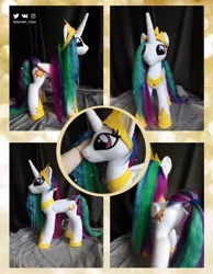 Size: 838x1080 | Tagged: safe, artist:larsen toys, artist:larsen_toys, derpibooru import, princess celestia, alicorn, advertisement, auction, handmade, image, irl, jewelry, jpeg, mane, photo, plushie, rear view, regalia, solo, toy