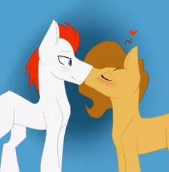 Size: 1959x2000 | Tagged: safe, artist:toptian, derpibooru import, oc, unofficial characters only, earth pony, pony, blushing, earth pony oc, eyes closed, gay, gradient background, heart, image, kissing, male, oc x oc, png, shipping, smiling, stallion