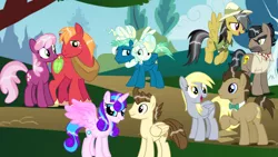 Size: 1280x720 | Tagged: safe, artist:mlplary6, derpibooru import, big macintosh, cheerilee, daring do, derpy hooves, doctor caballeron, doctor whooves, pound cake, princess flurry heart, sky stinger, time turner, vapor trail, cheerimac, daballeron, doctorderpy, female, image, male, png, poundflurry, shipping, straight, vaporsky