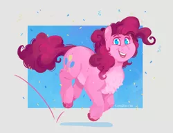 Size: 2200x1700 | Tagged: safe, artist:cuttledreams, derpibooru import, pinkie pie, earth pony, pony, belly fluff, chest fluff, confetti, cute, diapinkes, female, image, jpeg, leg fluff, mare, solo, unshorn fetlocks