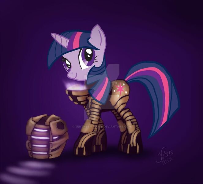 Size: 1024x926 | Tagged: safe, artist:jenthethirdgal, derpibooru import, twilight sparkle, pony, unicorn, dead space, female, helmet, image, jpeg, mare, obtrusive watermark, solo, spacesuit, unicorn twilight, watermark