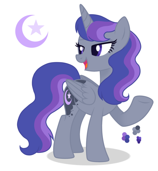 Size: 2400x2600 | Tagged: safe, artist:magicuniclaws, derpibooru import, oc, alicorn, pony, female, image, magical lesbian spawn, mare, offspring, parent:moondancer, parent:princess luna, parents:lunadancer, png, simple background, solo, transparent background