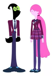 Size: 1544x2252 | Tagged: safe, derpibooru import, equestria girls, barely pony related, cartoon network, clothes, crossover, crystal prep academy uniform, female, image, male, nergal, nergal and princess bubblegum, png, princess bubblegum, school uniform