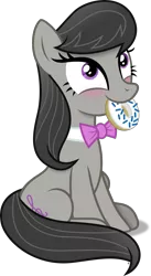 Size: 2027x3703 | Tagged: safe, artist:anime-equestria, derpibooru import, octavia melody, earth pony, pony, blushing, bowtie, cute, donut, female, food, happy, image, mare, mouth hold, png, simple background, sitting, smiling, solo, tavibetes, transparent background, vector