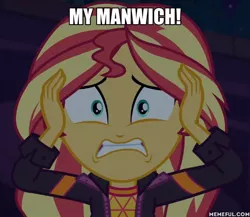 Size: 600x520 | Tagged: safe, derpibooru import, edit, edited screencap, screencap, sunset shimmer, equestria girls, equestria girls series, sunset's backstage pass!, spoiler:eqg series (season 2), caption, futurama, image, image macro, jpeg, memeful.com, solo, text