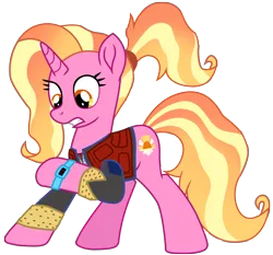 Size: 8760x8167 | Tagged: safe, artist:ejlightning007arts, derpibooru import, luster dawn, pony, unicorn, the last problem, absurd resolution, back to the future, clothes, cosplay, costume, crossover, cutie mark, female, image, jacket, mare, marty mcfly, movie reference, png, raised hoof, shocked, simple background, transparent background, vector, vest, watch