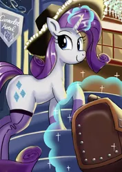 Size: 1024x1449 | Tagged: safe, artist:neoshrek, derpibooru import, rarity, pony, unicorn, canterlot, female, hotel, image, jpeg, solo